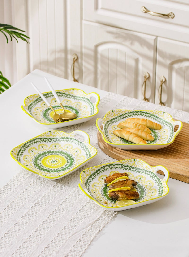 Shuer 4-Piece Hand Painted Ceramic Dinner Plates  23.7x19.6x5.2cm  - Image 3