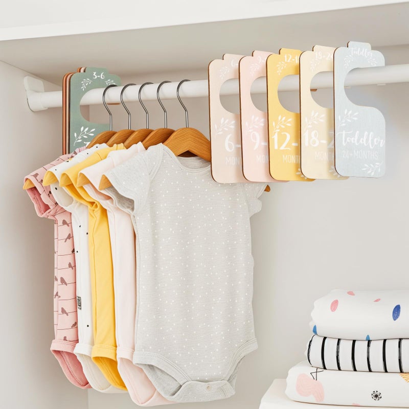 Giftacity Colorful Baby Clothes Dividers for Closet - 8 Pcs Wooden Baby Clothes Tags Organizer from Newborn to 24 Months Easily Organize Your Nursery Room for Girl and Boy - Image 5