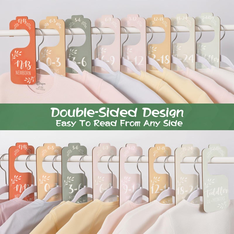 Giftacity Colorful Baby Clothes Dividers for Closet - 8 Pcs Wooden Baby Clothes Tags Organizer from Newborn to 24 Months Easily Organize Your Nursery Room for Girl and Boy - Image 2