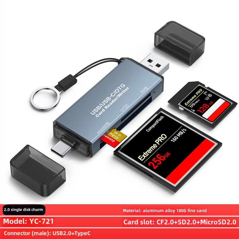 Multifunctional USB 3.0 Type-C Card Reader for Apple OTG YC-721（CF/SD/TF）