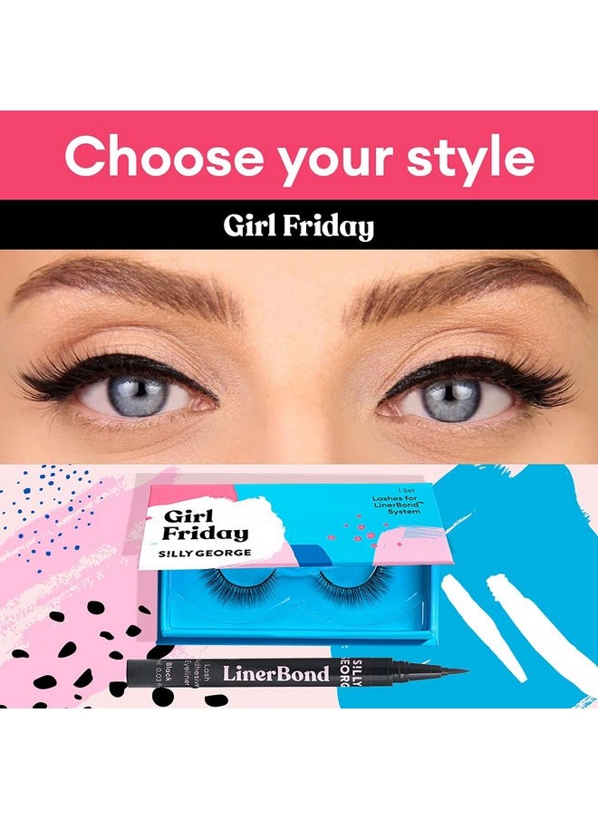 Silly George Girl Series Eyelashes Luxurious Synthetic Silk Comfortable Lightweight Wind Resistant Easy To Apply Reusable Smudgefree Grudgefree Lashes Cruelty Free & Vegan (Girl Friday)  - Image 5
