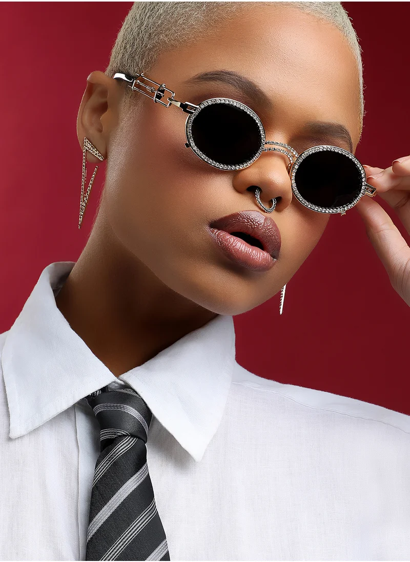 Haute Sauce Women Oval Sunglasses With UV Protected Lens