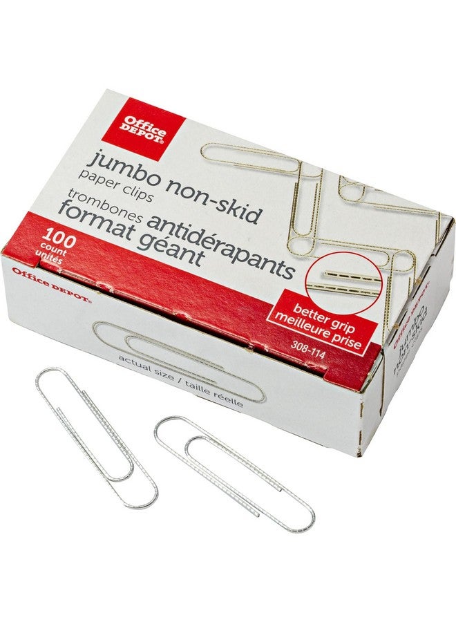 أوفيس ديبوت مشابك ورقية كبيرة الحجم باللون الفضي، غير قابلة للانزلاق، 100 مشبك في كل علبة، عبوة من 10 علب - Image 2