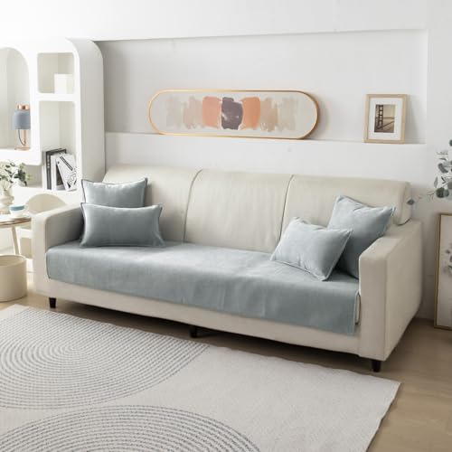 HOKIPO Premium Chenille Anti Slip Sofa Cover Mat, 1 Seater, Light Grey (AR-5146-LGRY) - Image 1