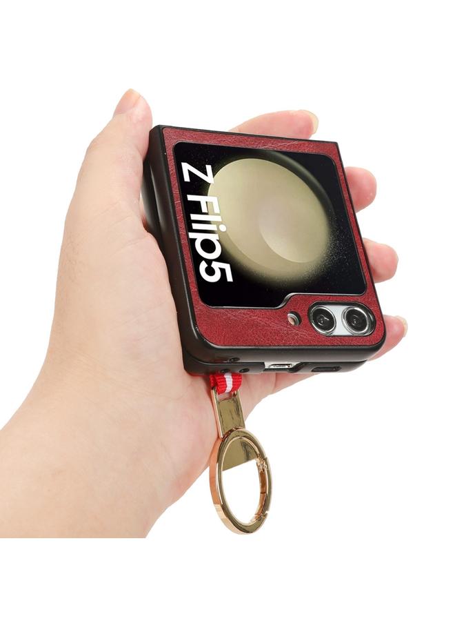 إيروريكس جراب خلفي من الجلد مع سوار المعصم لهاتف Samsung Galaxy Z Flip5 - Image 5