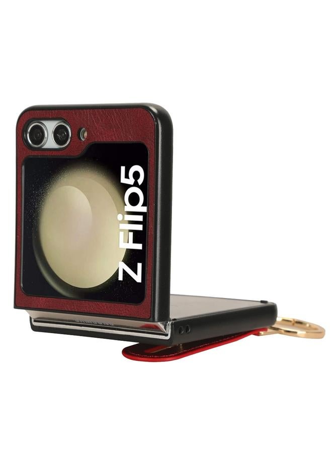 إيروريكس جراب خلفي من الجلد مع سوار المعصم لهاتف Samsung Galaxy Z Flip5 - Image 2