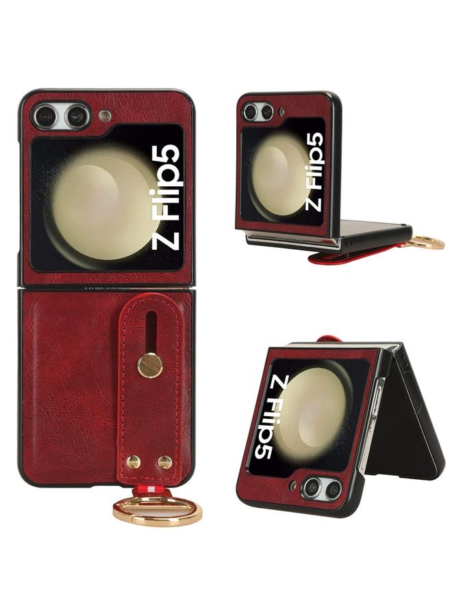 إيروريكس جراب خلفي من الجلد مع سوار المعصم لهاتف Samsung Galaxy Z Flip5 - Image 1