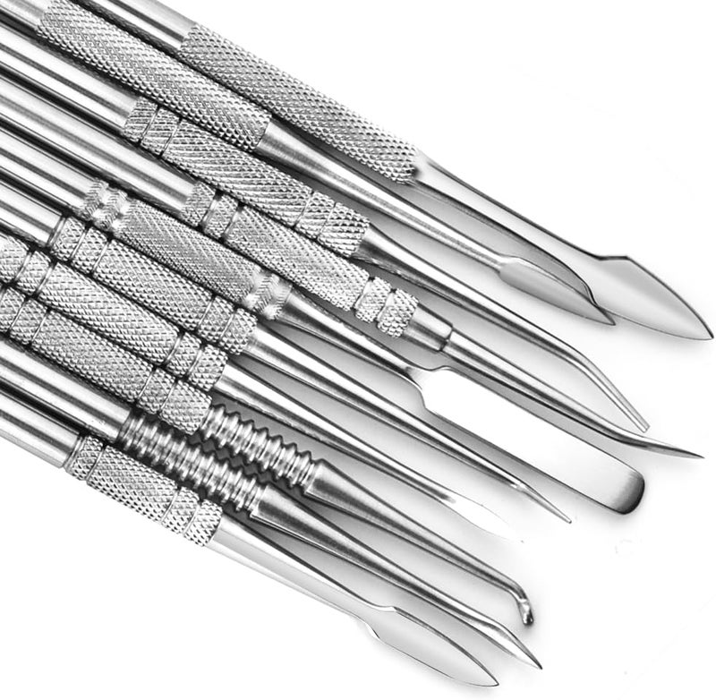 TOVOT 10PCS Stainless Steel Clay Sculpting Tools Metal Sculpting Tools Double-Side Clay Modeling Tools Wax Carving Tools (Silver) - Image 3