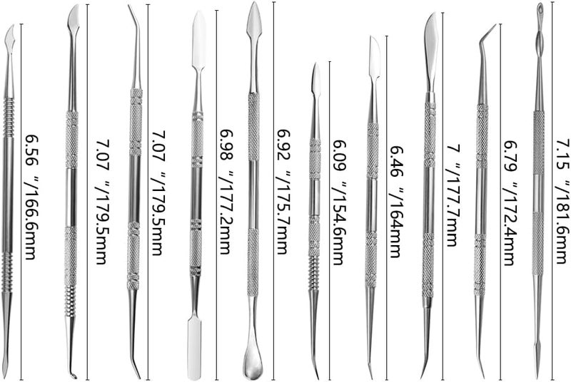 TOVOT 10PCS Stainless Steel Clay Sculpting Tools Metal Sculpting Tools Double-Side Clay Modeling Tools Wax Carving Tools (Silver) - Image 2