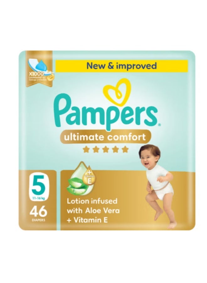 Ultimate Comfort Taped Diapers, Size 5, 11-16kg, Mega Pack, 46 Count