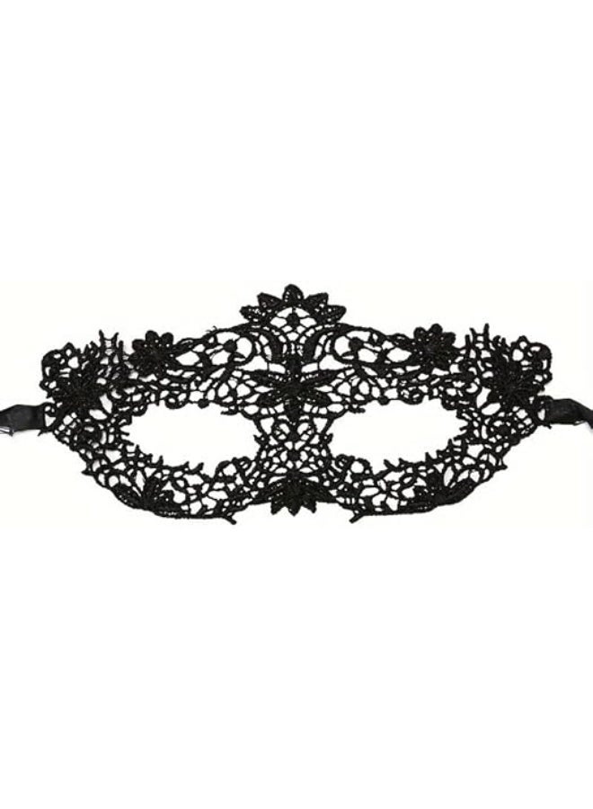 ماى سوق قناع وجه دانتيل عصري (Fashion Facemask) بتصميم فينيسي للحفلات - أسود - Image 2