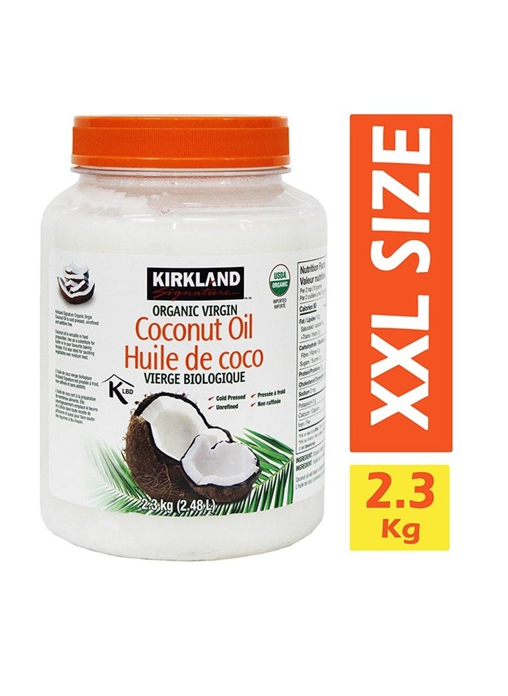 Kirkland Signature Organic Virgin Coconut Oil For Hair Care, Natural Coconut Oil, Moisturizes And Soothes Hair, Moisturizes Hair Oil, Body Oil, 2.3 kg  - Image 1