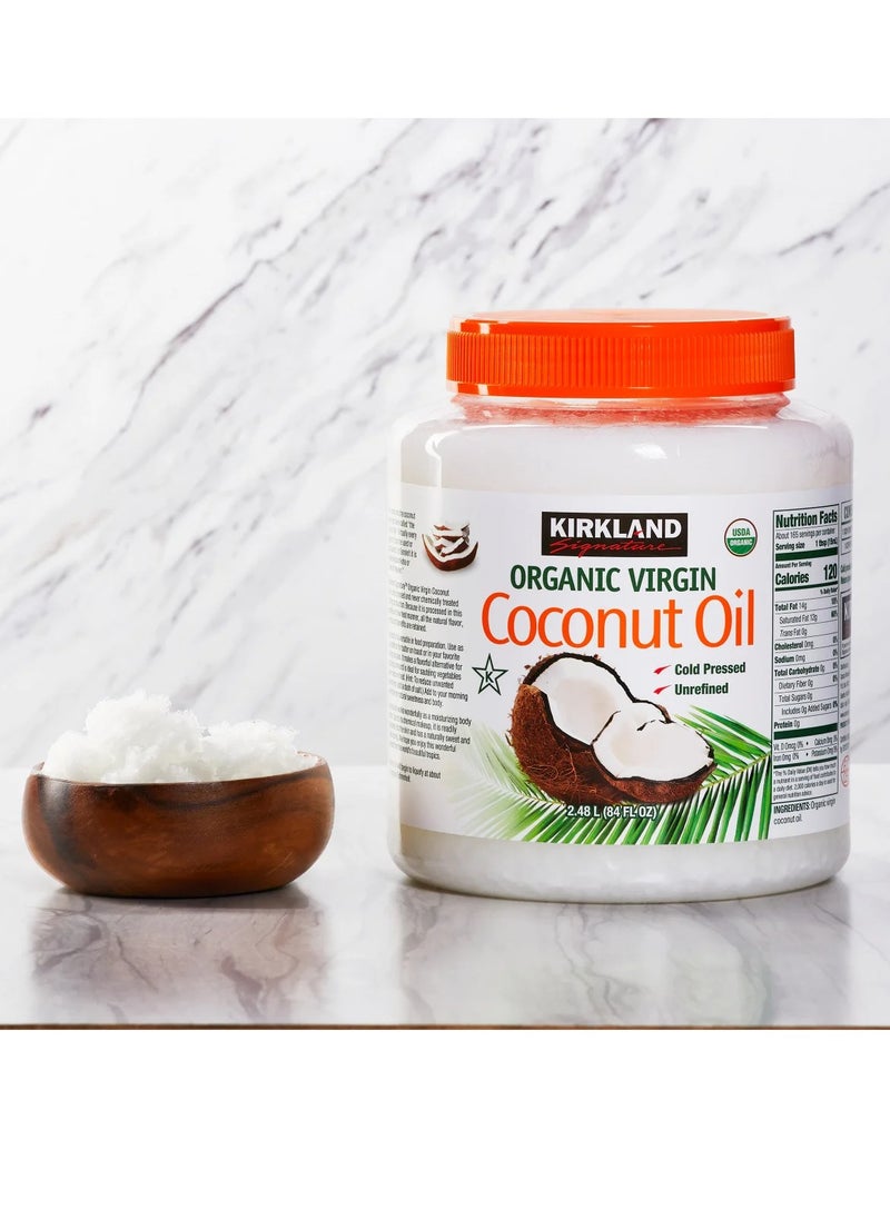 Kirkland Signature Organic Virgin Coconut Oil For Hair Care, Natural Coconut Oil, Moisturizes And Soothes Hair, Moisturizes Hair Oil, Body Oil, 2.3 kg  - Image 2