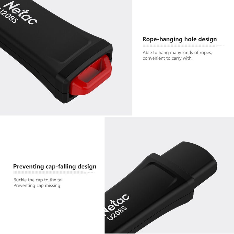 نيتاك فلاش درايف U208S مزود بذاكرة سعة 32 جيجابايت وخاصية الحماية ضد الكتابة ومنفذ USB 2.0 C4837-32GB-L أسود - Image 5