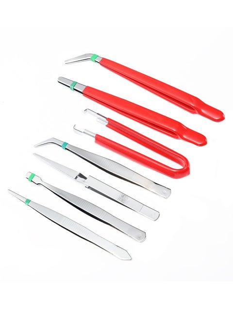Tweezer Set - 7 Piece - Precision Anti-Static Tweezers for Electronics Repair, Crafting and DIY Projects - Includes Pointed, Curved, and Straight Tweezers for Safe Handling and Accurate Work