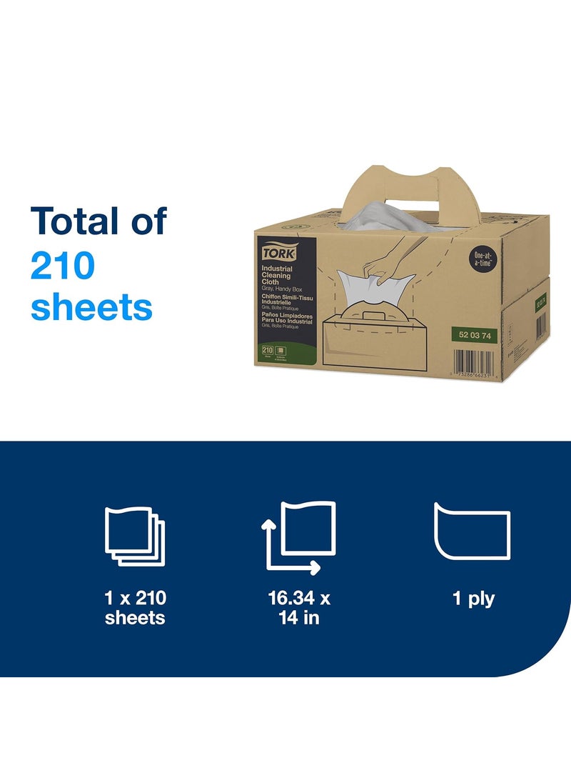 Tork Tork Industrial Cleaning Cloth Gray W7 OneataTime Dispensing 1 x 210 Cloths 520374  - Image 2