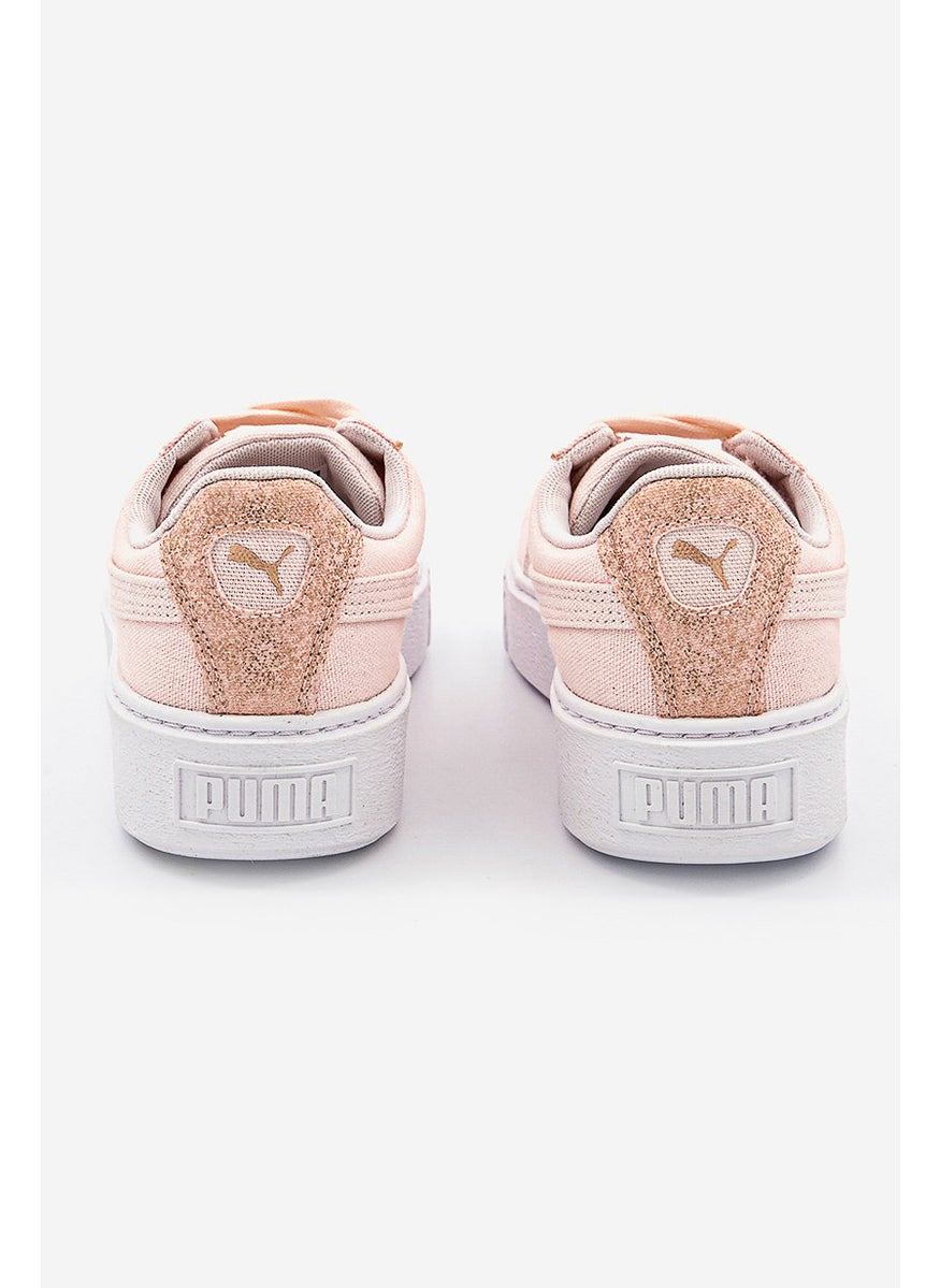 PUMA Women Basket Platform Canvas Shoes, Pale and Pink  - Image 2