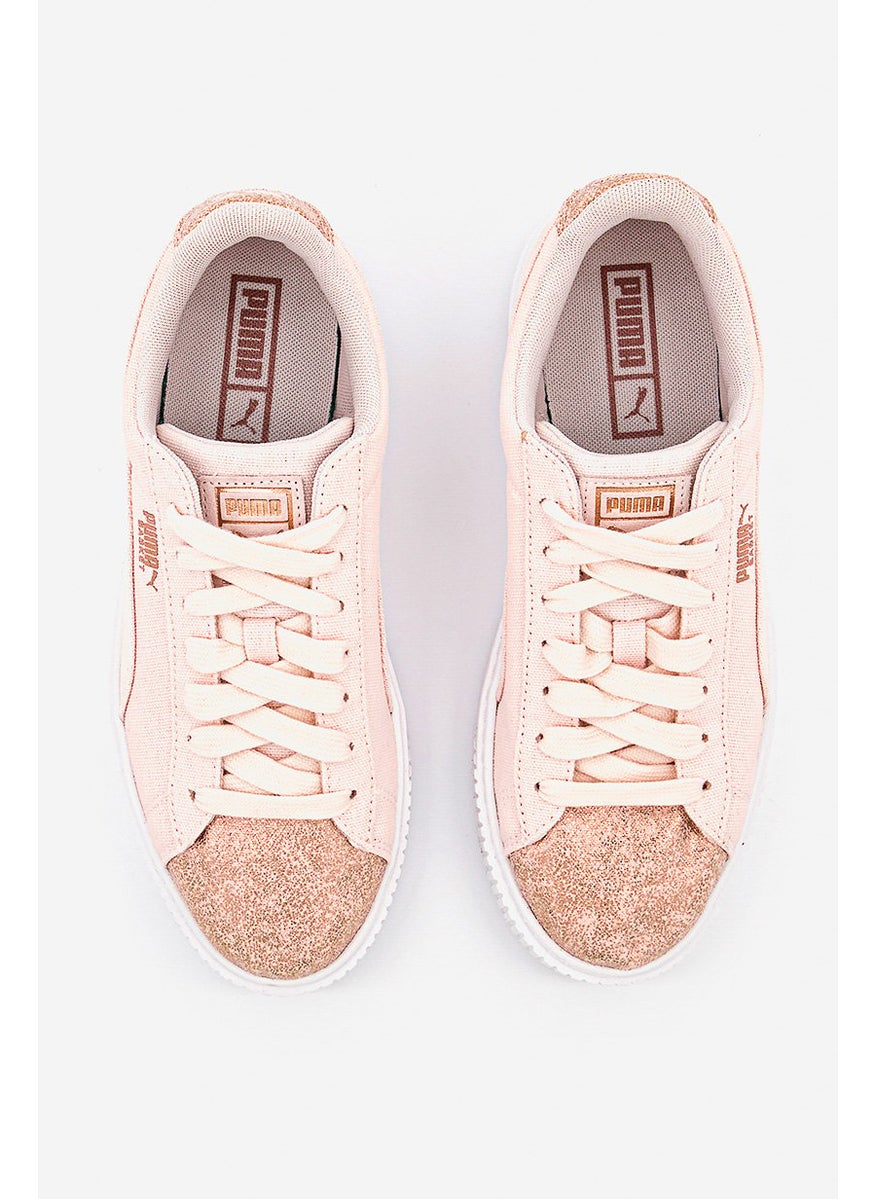 PUMA Women Basket Platform Canvas Shoes, Pale and Pink  - Image 4
