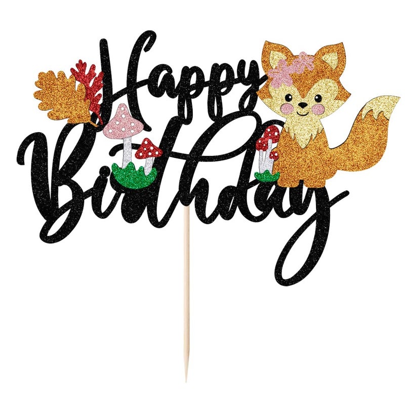 LVEUD fox Happy Birthday Cake Topper The theme of jungle animals Animal Theme for Baby Shower or kids Birthday Party Decor Supplies - Image 3
