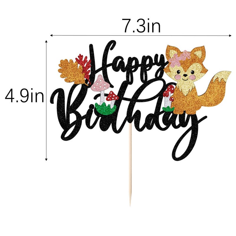 LVEUD fox Happy Birthday Cake Topper The theme of jungle animals Animal Theme for Baby Shower or kids Birthday Party Decor Supplies - Image 2