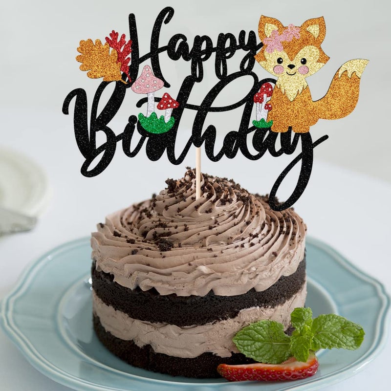 LVEUD fox Happy Birthday Cake Topper The theme of jungle animals Animal Theme for Baby Shower or kids Birthday Party Decor Supplies - Image 5