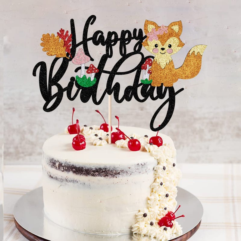 LVEUD fox Happy Birthday Cake Topper The theme of jungle animals Animal Theme for Baby Shower or kids Birthday Party Decor Supplies - Image 4