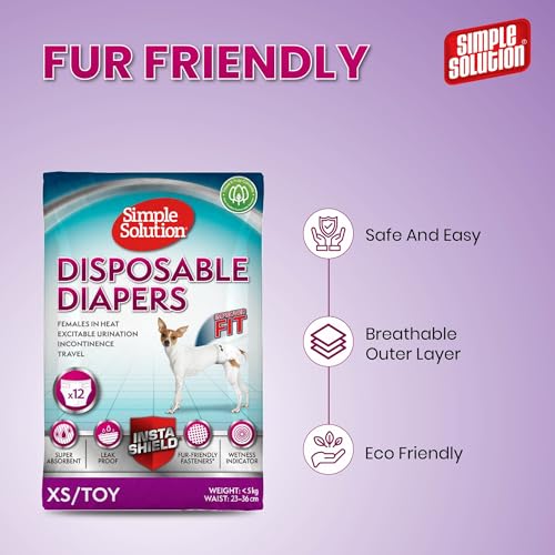 Simple Solution Disposable Dog Diapers for Female Dogs | Super Absorbent Leak-Proof Fit | XS | 12 Count - Image 3