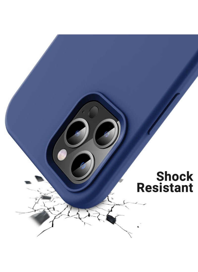 Compatible with iPhone 15 Pro Max 6.7 Inch Slim Liquid Silicone 4 Layers Soft Gel Rubber Shockproof Protective Phone Case with Anti Scratch Microfiber Lining (Royal Blue)