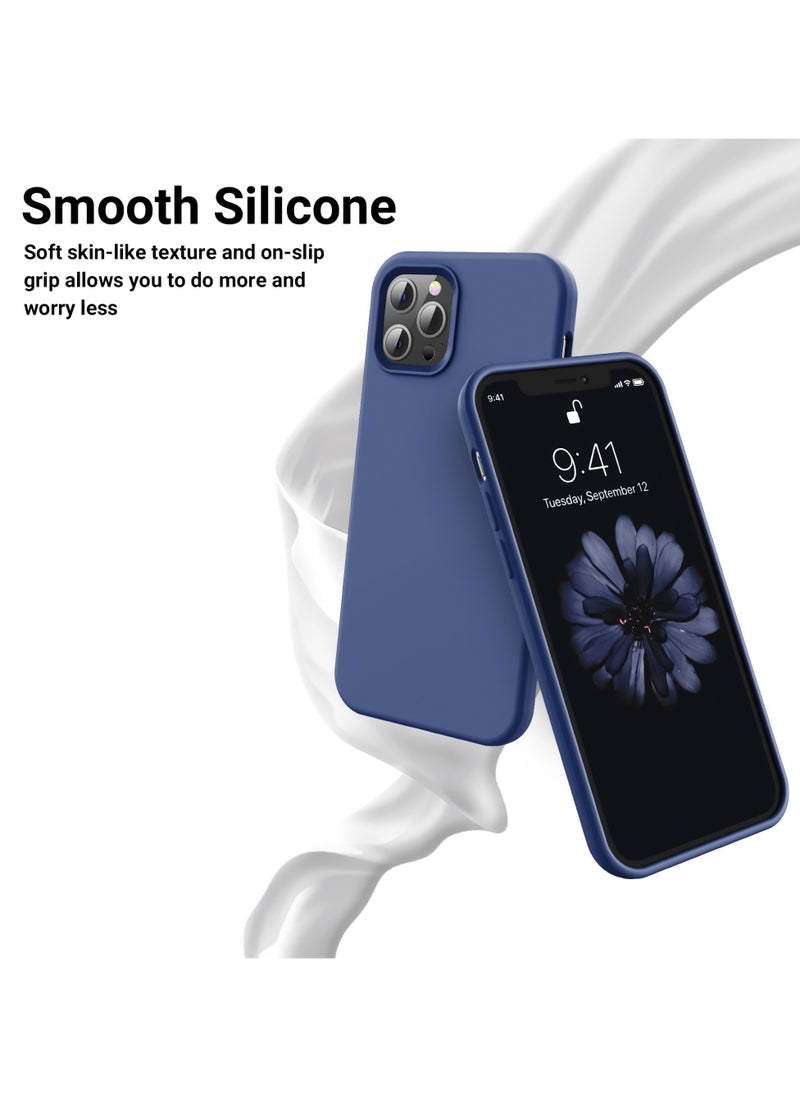 Compatible with iPhone 15 Pro Max 6.7 Inch Slim Liquid Silicone 4 Layers Soft Gel Rubber Shockproof Protective Phone Case with Anti Scratch Microfiber Lining (Royal Blue)