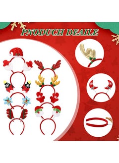 Giegxin Giegxin 48 Pcs Christmas Headbands Holiday Headbands Reindeer Antler Headband Santa Claus Star Headband Christmas Tree Headband Christmas Hat Toppers for Women Christmas Party Accessories  - Image 3