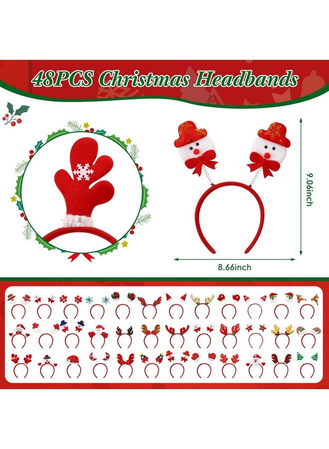 جيجكسين Giegxin 48 قطعة من عصابات رأس عيد الميلاد، عصابات رأس العطلات، عصابة رأس على شكل قرن الرنة، عصابة رأس على شكل نجمة سانتا كلوز، عصابة رأس شجرة عيد الميلاد، قبعات عيد الميلاد للنساء، إكسسوارات حفلات عيد الميلاد - Image 2