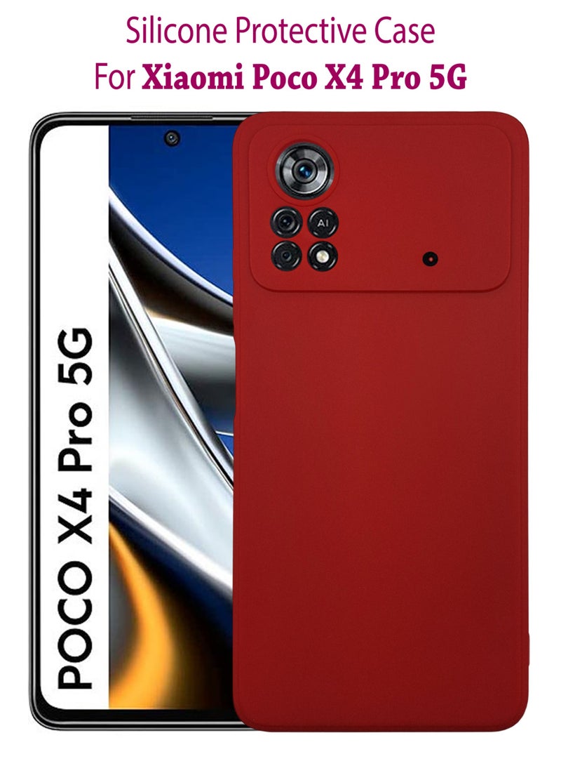 ولديك غطاء حماية خلفي من السيليكون لهاتف Xiaomi Poco X4 Pro 5G - أحمر - Image 1