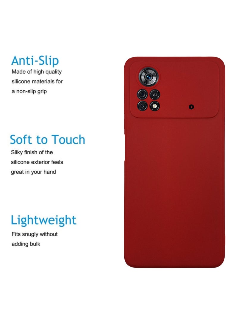 ولديك غطاء حماية خلفي من السيليكون لهاتف Xiaomi Poco X4 Pro 5G - أحمر - Image 2
