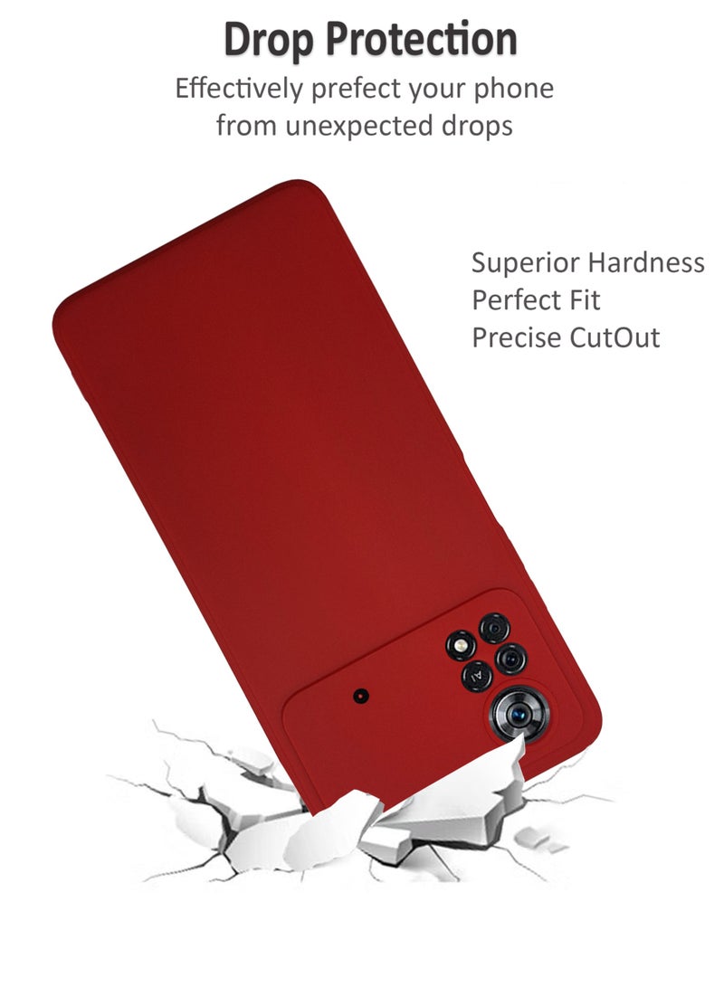 ولديك غطاء حماية خلفي من السيليكون لهاتف Xiaomi Poco X4 Pro 5G - أحمر - Image 4