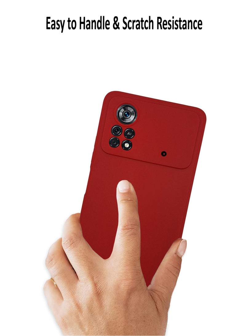 ولديك غطاء حماية خلفي من السيليكون لهاتف Xiaomi Poco X4 Pro 5G - أحمر - Image 3