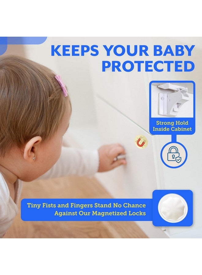 Eco-Baby Magnetic Cabinet Locks for Babies - Keyless, White, 20 Pack and 3 Keys - Image 4