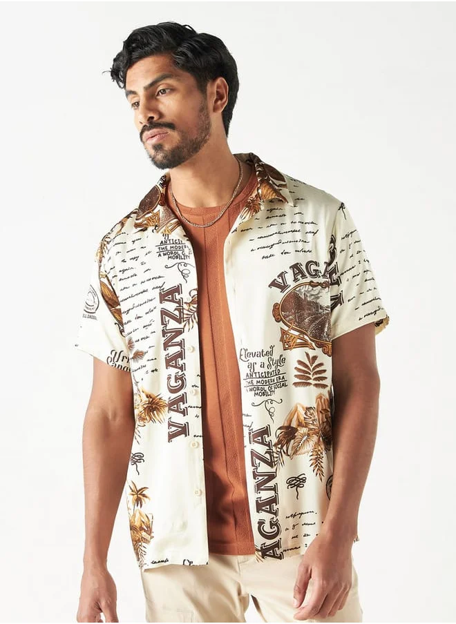 Iconic Iconic All-Over Print Shirt with Short Sleeves