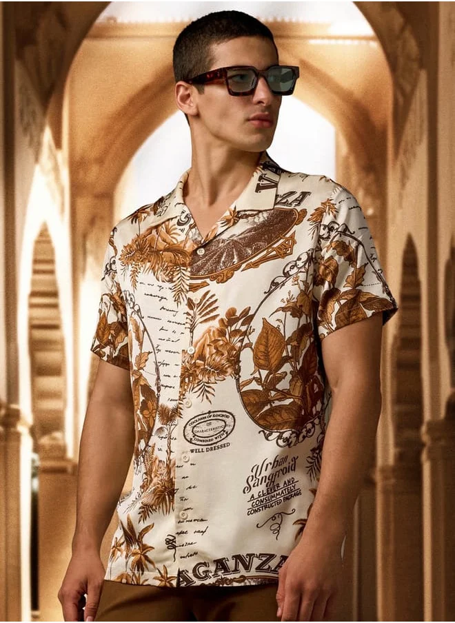 Iconic Iconic All-Over Print Shirt with Short Sleeves
