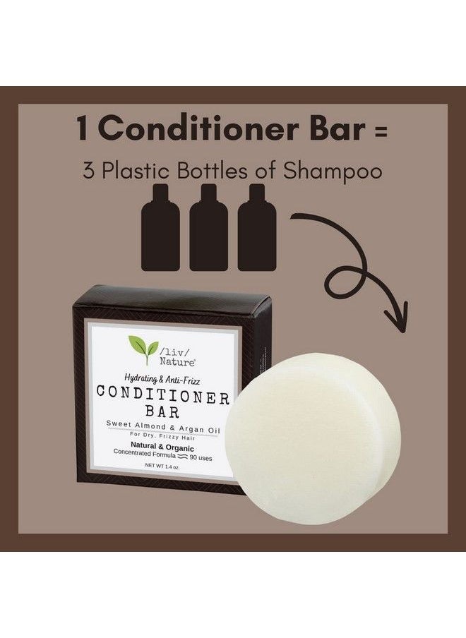 /liv/ Nature Scented Conditioner Bar Made With Natural Ingredients For Dry Frizzy Hair Plantbased Plasticfree Solid Conditioner Bars For Travel Made In Usa Sweet Almond & Argan Oil (1Pack)  - Image 5