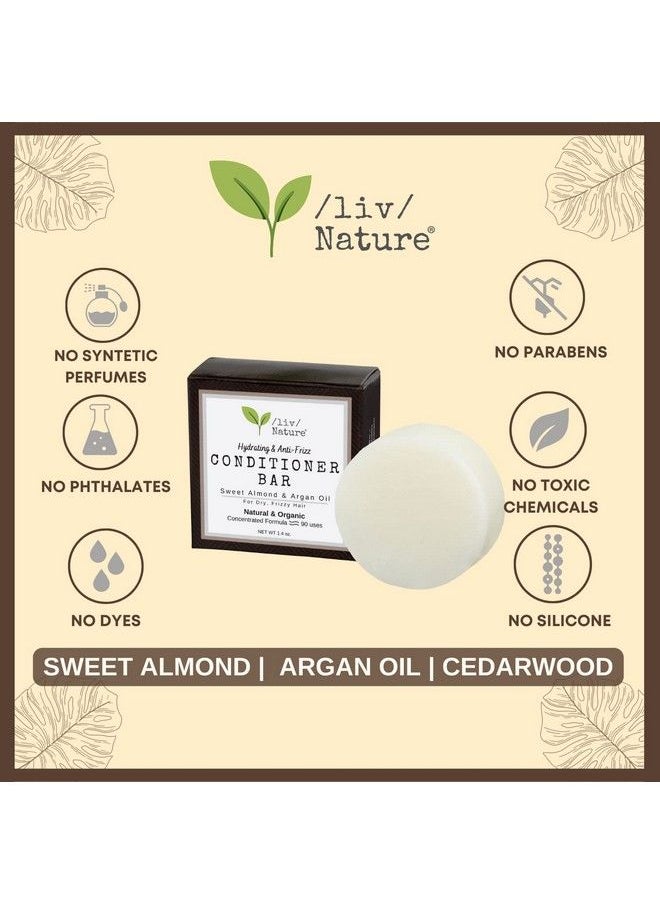 /liv/ Nature Scented Conditioner Bar Made With Natural Ingredients For Dry Frizzy Hair Plantbased Plasticfree Solid Conditioner Bars For Travel Made In Usa Sweet Almond & Argan Oil (1Pack)  - Image 4