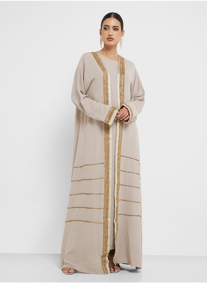 hayas closet - Embellished Abaya with Sheila - Image 1