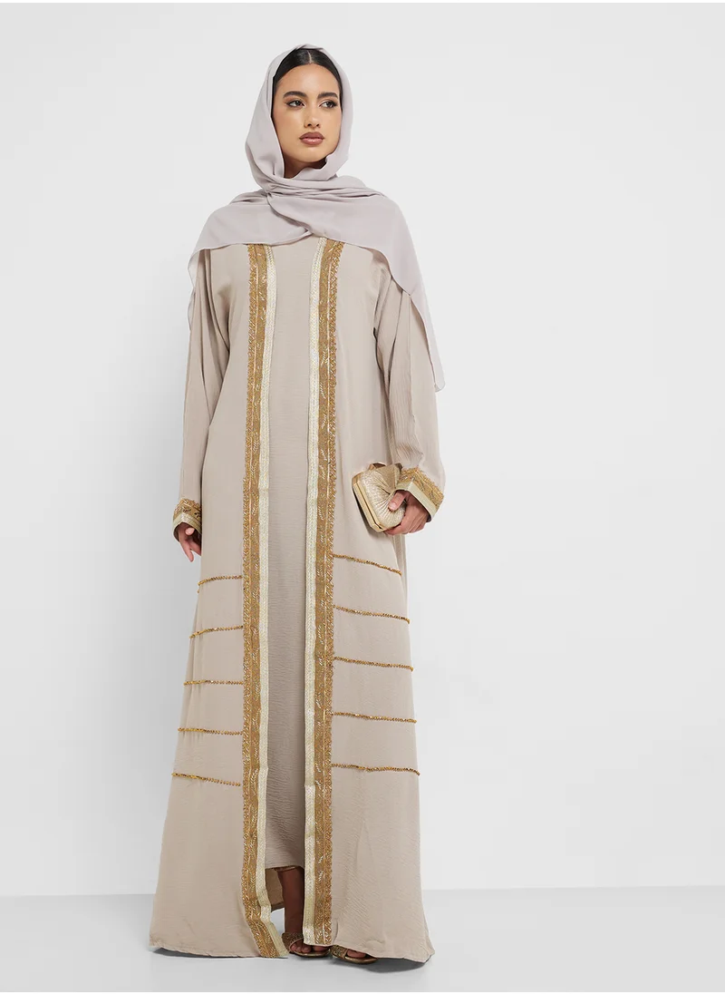hayas closet Embellished Abaya with Sheila