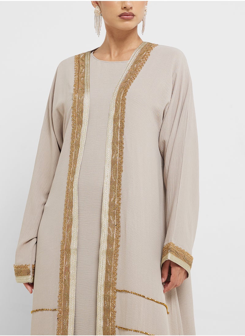 hayas closet - Embellished Abaya with Sheila - Image 1