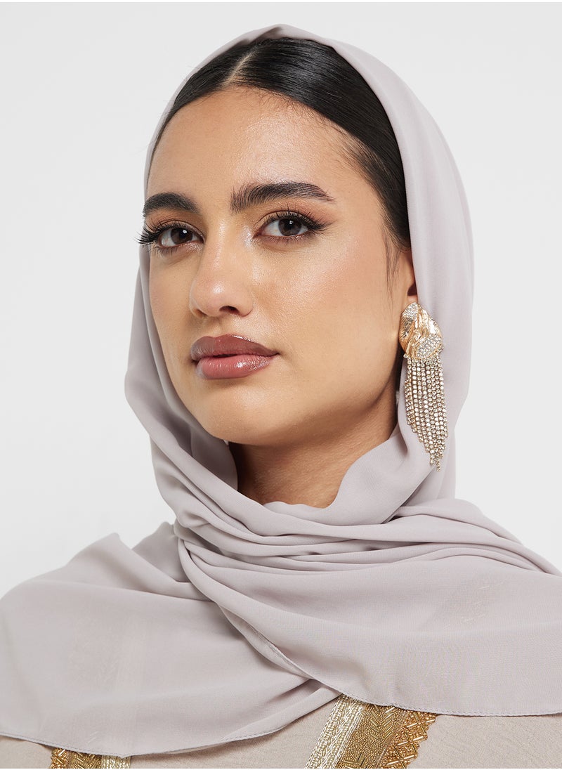 hayas closet - Embellished Abaya with Sheila - Image 1