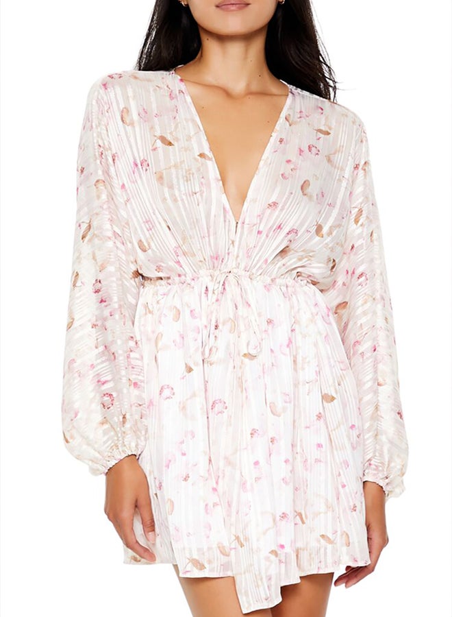 FOREVER 21 Satin Paisley Plunging V-Neck Mini Dress - Image 4