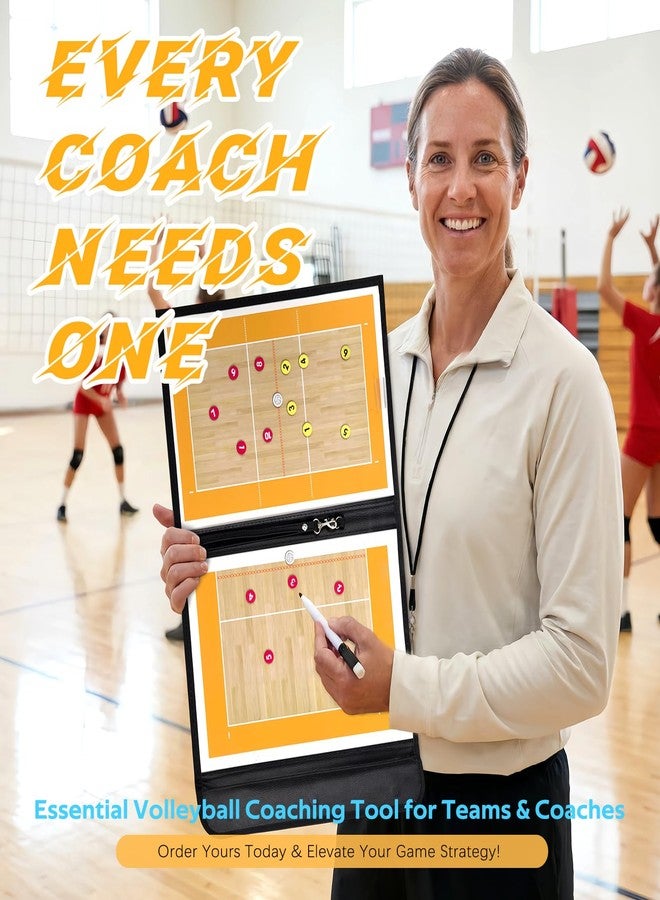 RoseFlower Volleyball Coaching Board, Magnetic Volleyball Coaches Board Tactics Board with Magnets and Pen, Volleyball Strategy Clipboard Coach Training Equipment - Image 2