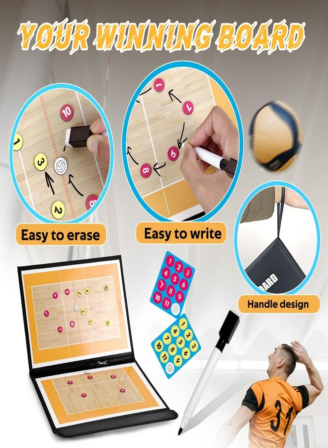 RoseFlower Volleyball Coaching Board, Magnetic Volleyball Coaches Board Tactics Board with Magnets and Pen, Volleyball Strategy Clipboard Coach Training Equipment - Image 5