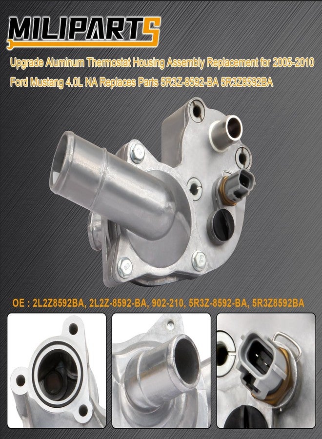 MILIPARTS Upgrade Aluminum Thermostat Housing Assembly Replacement for 2005-2010 Ford Mustang 4.0L NA Replaces Parts 5R3Z-8592-BA 5R3Z8592BA - Image 3
