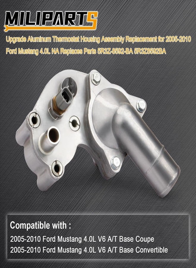 MILIPARTS Upgrade Aluminum Thermostat Housing Assembly Replacement for 2005-2010 Ford Mustang 4.0L NA Replaces Parts 5R3Z-8592-BA 5R3Z8592BA - Image 2