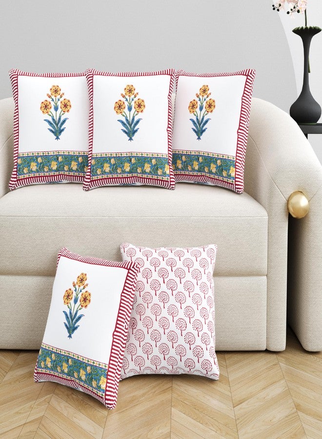BLOCKS OF INDIA Hand Block Printed Cotton Cushion Cover (16 x 16 inches) (Cushion_8) - Image 1